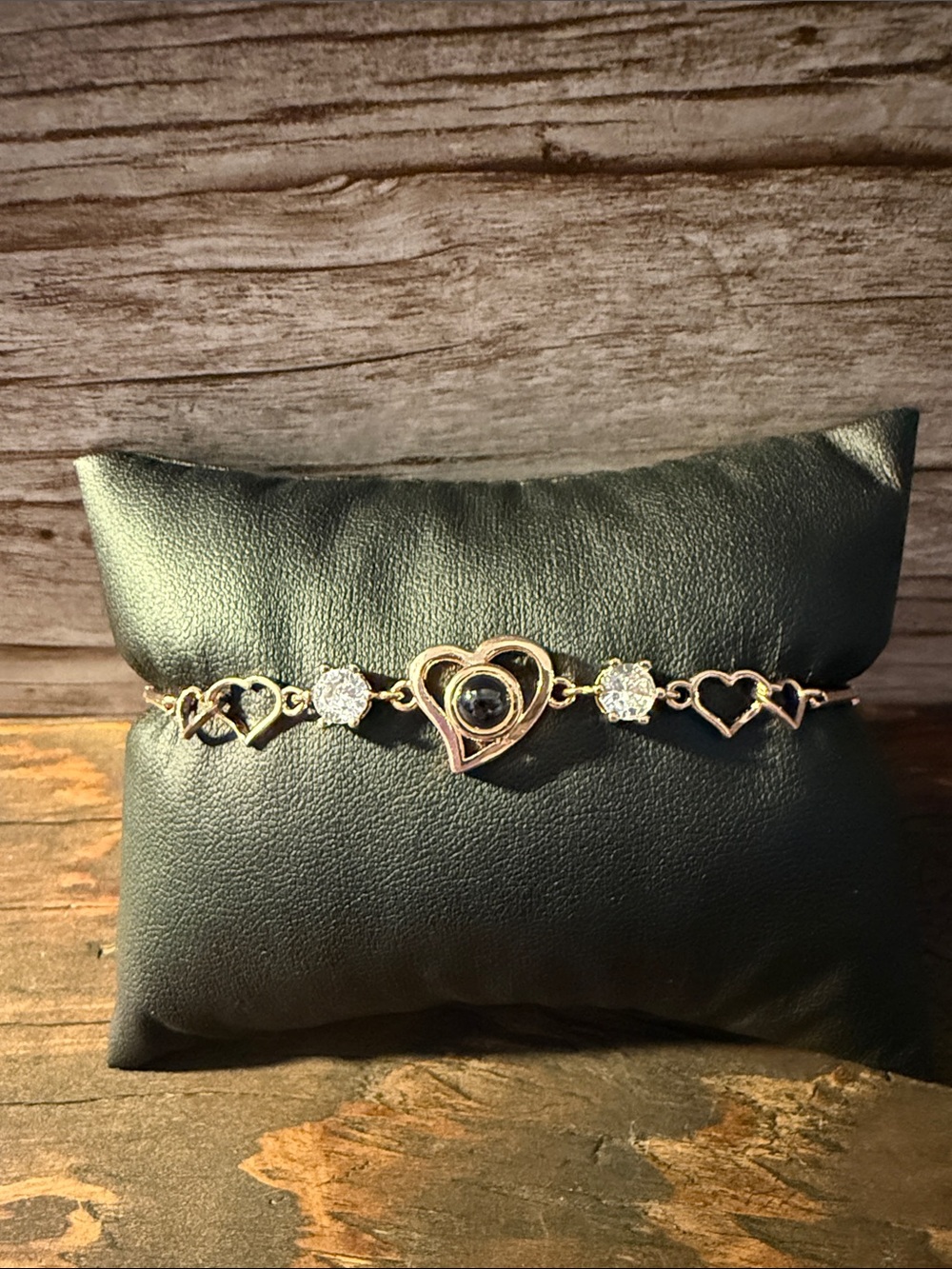 Rose Gold Heart Link Bracelet with Crystal Accents